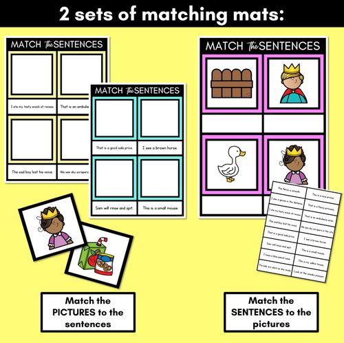 Resource preview 3 for S Phoneme Decodable Sentence Mats - Read & Match