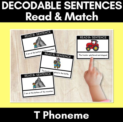 Resource preview 1 for T Phoneme Decodable Sentences - Read & Match