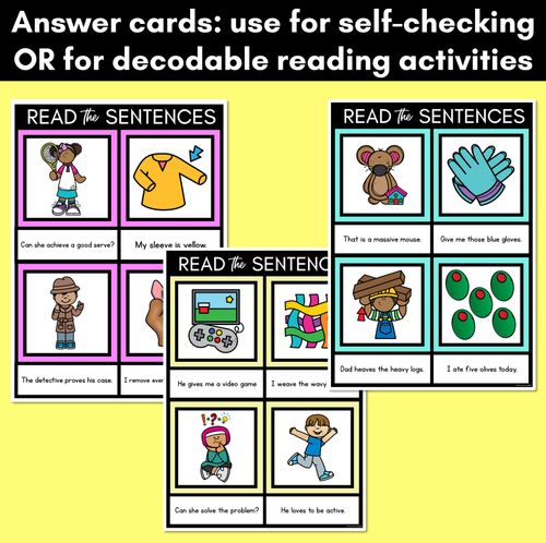 Resource preview 4 for V Phoneme Decodable Sentence Mats - Read & Match
