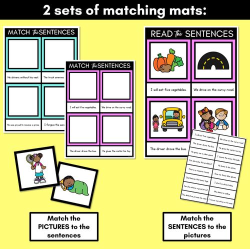 Resource preview 3 for V Phoneme Decodable Sentence Mats - Read & Match