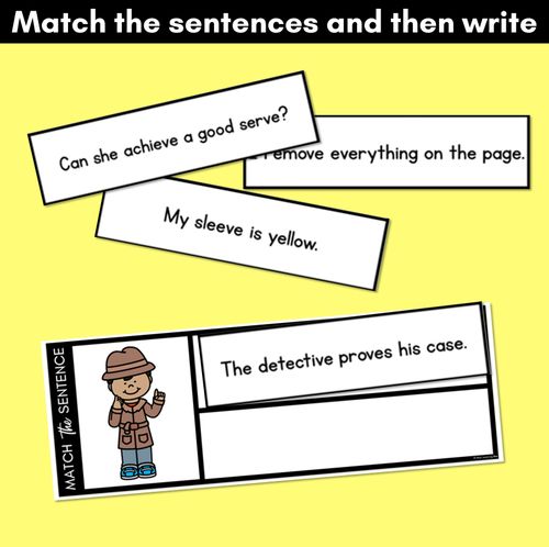 Resource preview 4 for V Phoneme Decodable Sentences - Read, Match & Write