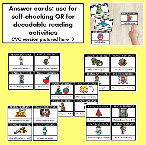 Resource preview 3 for W Phoneme Decodable Sentences - Read & Match