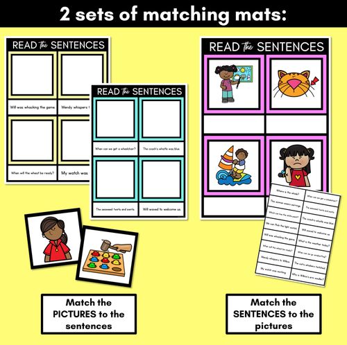 Resource preview 3 for W Phoneme Decodable Sentence Mats - Read & Match