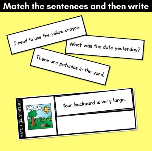Resource preview 3 for Y Phoneme Decodable Sentences - Read, Match & Write