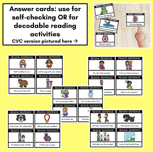 Resource preview 3 for Y Phoneme Decodable Sentences - Read & Match