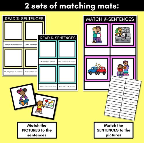 Resource preview 3 for ZH Phoneme Decodable Sentence Mats - Read & Match