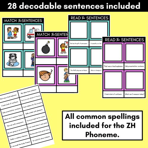 Resource preview 2 for ZH Phoneme Decodable Sentence Mats - Read & Match