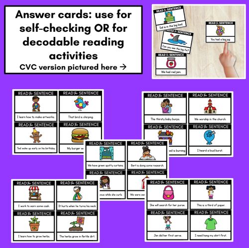 Resource preview 3 for R-Controlled Vowels ER Phoneme Decodable Sentences - Read & Match