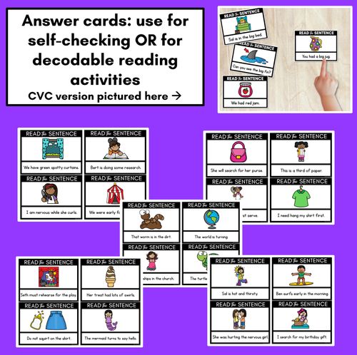 Resource preview 4 for R-Controlled Vowels ER Phoneme Decodable Sentences - Read, Match & Write