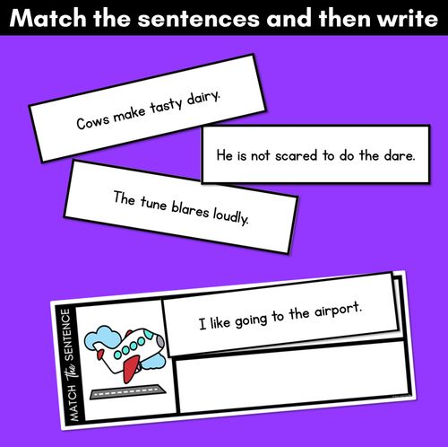 Resource preview 3 for R-Controlled Vowels AIR Phoneme Decodable Sentences - Read, Match & Write