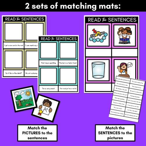 Resource preview 3 for R-Controlled Vowels AR Phoneme Decodable Sentence Mats - Read & Match