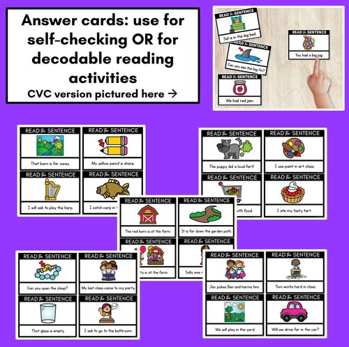 Resource preview 4 for R-Controlled Vowels AR Phoneme Decodable Sentences - Read, Match & Write