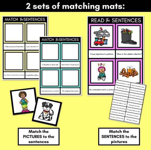 Resource preview 3 for SH Phoneme Decodable Sentence Mats - Read & Match