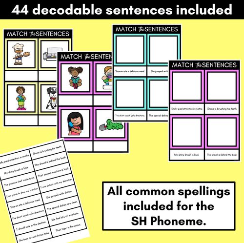 Resource preview 2 for SH Phoneme Decodable Sentence Mats - Read & Match