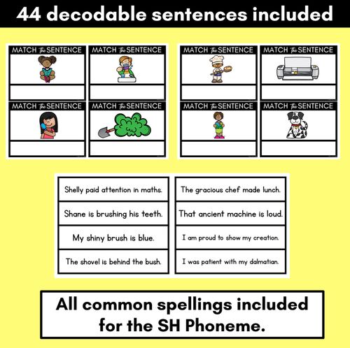 Resource preview 2 for SH Phoneme Decodable Sentences - Read & Match