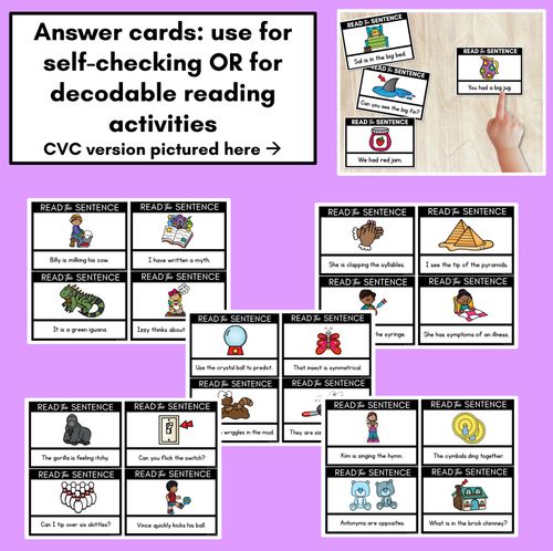 Resource preview 3 for Short I Phoneme Decodable Sentences - Read & Match