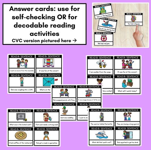 Resource preview 3 for Short O Phoneme Decodable Sentences - Read & Match