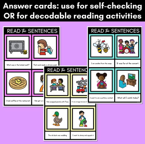 Resource preview 4 for Short O Phoneme Decodable Sentence Mats - Read & Match