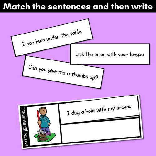 Resource preview 3 for Short U Phoneme Decodable Sentences - Read, Match & Write