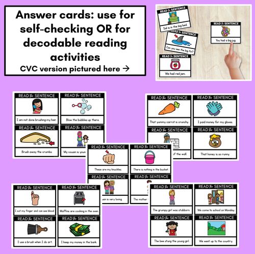 Resource preview 4 for Short U Phoneme Decodable Sentences - Read, Match & Write