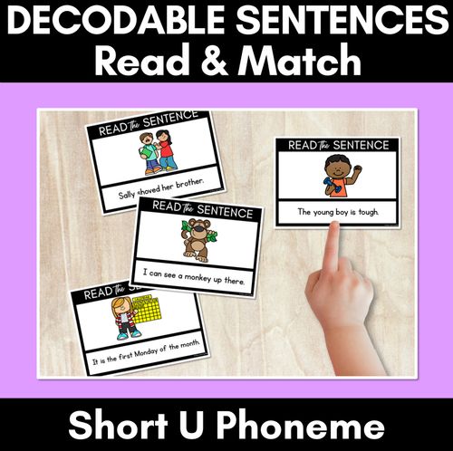 Resource preview 1 for Short U Phoneme Decodable Sentences - Read & Match