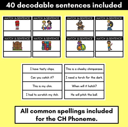 Resource preview 2 for CH Phoneme Decodable Sentences - Read & Match