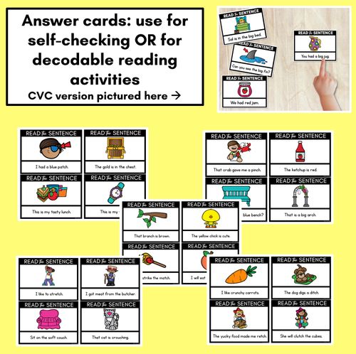 Resource preview 3 for CH Phoneme Decodable Sentences - Read & Match