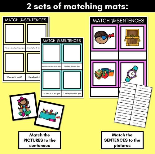 Resource preview 3 for CH Phoneme Decodable Sentence Mats - Read & Match