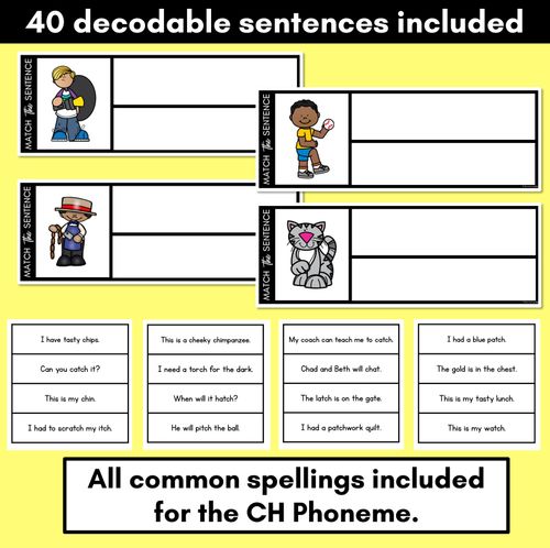 Resource preview 2 for CH Phoneme Decodable Sentences - Read, Match & Write