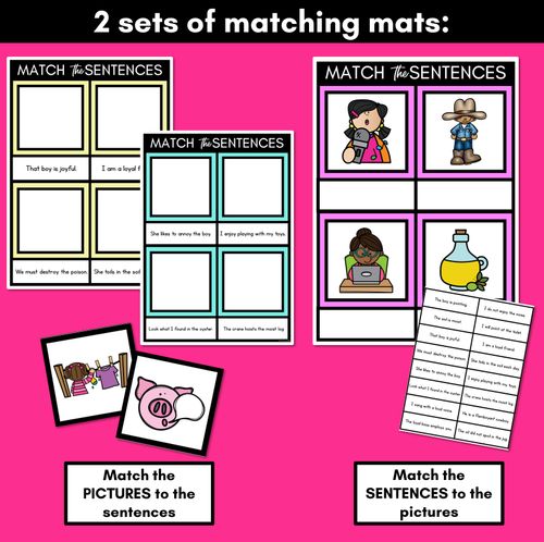 Resource preview 3 for OI Diphthong Decodable Sentence Mats - Read & Match