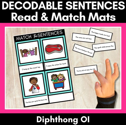 Resource preview 1 for OI Diphthong Decodable Sentence Mats - Read & Match