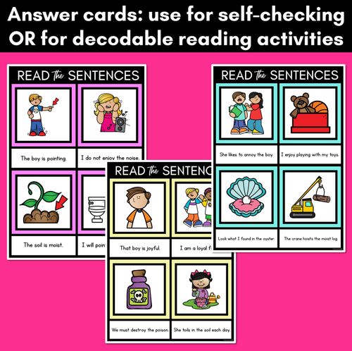 Resource preview 4 for OI Diphthong Decodable Sentence Mats - Read & Match