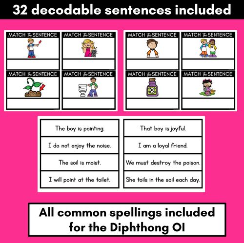 Resource preview 2 for OI Diphthong Decodable Sentences - Read & Match