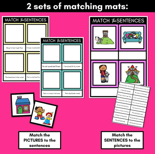 Resource preview 3 for OW Diphthong Decodable Sentence Mats - Read & Match