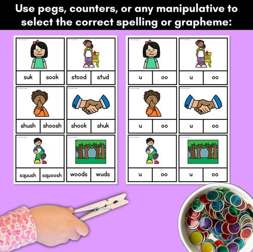 Resource preview 3 for Vowel Phoneme Short OO Clip Cards - OO, U - Vowel Sounds Phonics Game