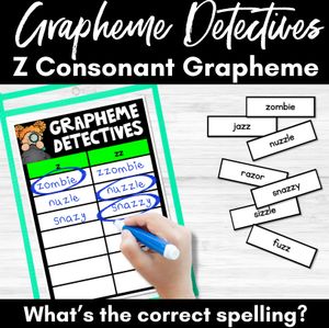 Consonant Sound Z Words Game - Z Phoneme Decodable Words Activity - Grapheme Detectives