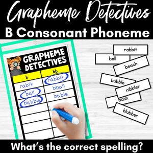 Consonant Sound B Words Game - B Phoneme Decodable Words Activity - Grapheme Detectives