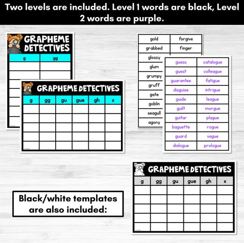 Resource preview 4 for Consonant Sound G Words Game - G Phoneme Decodable Words Activity -  Grapheme Detectives