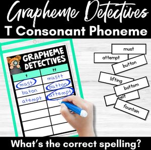 Consonant Sound T Words Game - T Phoneme Decodable Words Activity - Grapheme Detectives