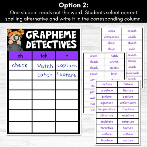 Resource preview 3 for  CH Sound Words Game - CH Phoneme Decodable Words Activity -  Grapheme Detectives