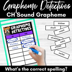 CH Sound Words Game - CH Phoneme Decodable Words Activity - Grapheme Detectives