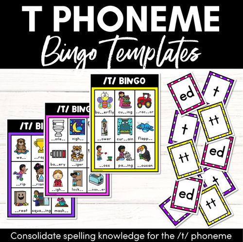 Resource preview 1 for T SOUND BINGO - Ways to spell the /t/ phoneme