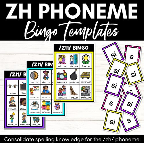 Resource preview 1 for ZH SOUND BINGO - Ways to spell the /zh/ phoneme