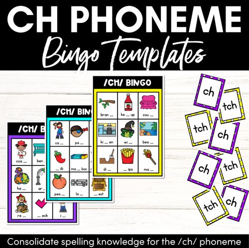 Resource preview 1 for CH TCH SOUND BINGO - Ways to spell the /ch/ phoneme