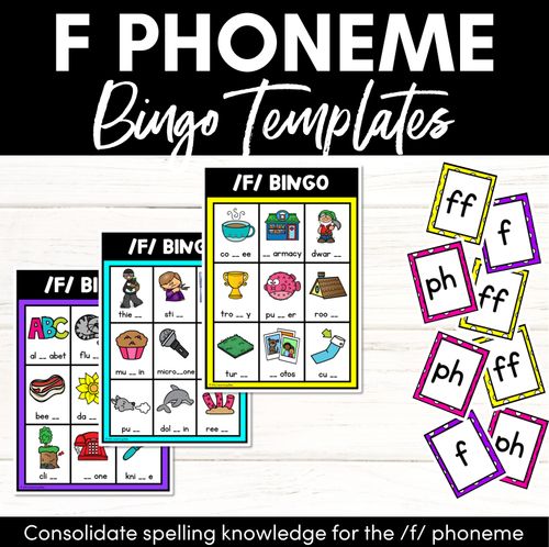 Resource preview 1 for F SOUND BINGO - Ways to spell the /f/ phoneme