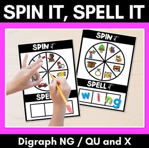 SPIN IT SPELL IT DIGRAPH QU NG and WORDS - No Prep Phonics Activities