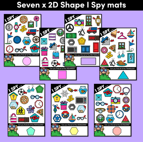 Resource preview 3 for I Spy 2D Shape Mats & Worksheets 