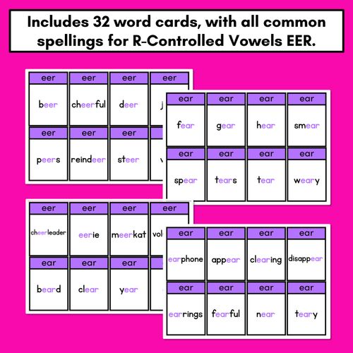 Resource preview 3 for R-Controlled Vowel EER Sound Card Game - Phonics Flip for R-Controlled Vowel EER Sounds