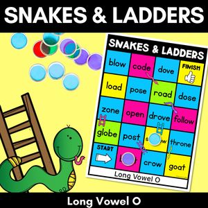 Phonics Game for LONG O Words - Snakes & Ladders