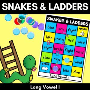Phonics Game for LONG I Words - Snakes & Ladders